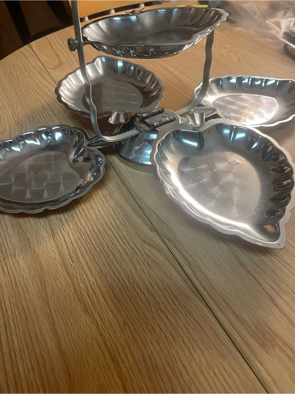 Metallic Silver Serving Tray Set with Handle - Home Kitchen